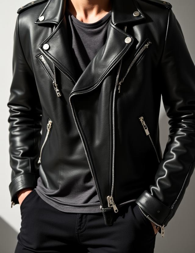 Chaqueta de Cuero Clásica negra